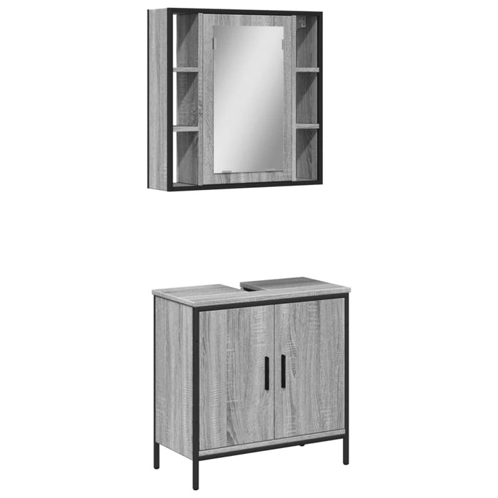 Set Mobili da Bagno 2 pz Grigio Sonoma in Legno Multistrato 3214723