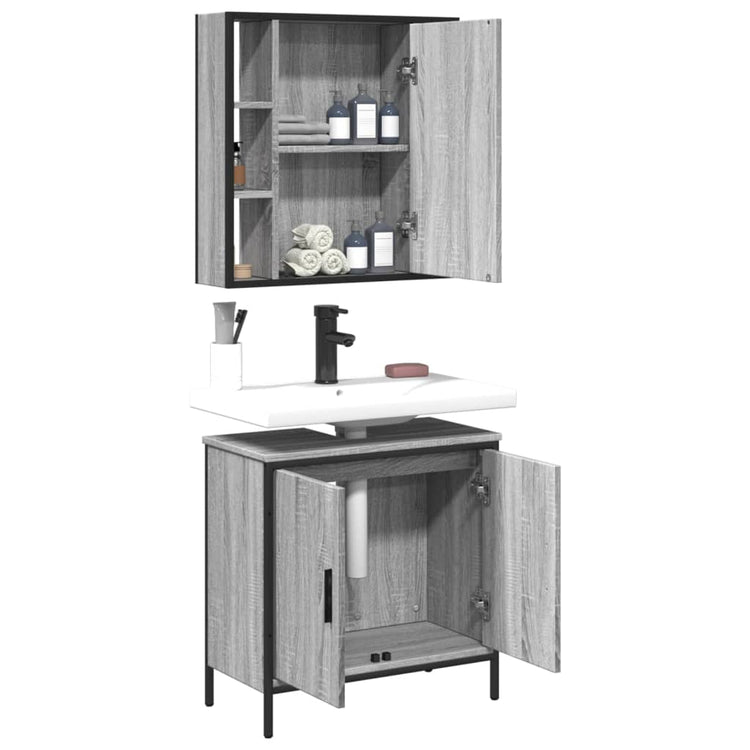 Set Mobili da Bagno 2 pz Grigio Sonoma in Legno Multistrato 3214723