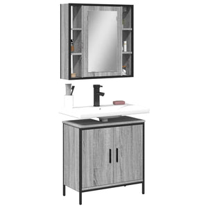 Set Mobili da Bagno 2 pz Grigio Sonoma in Legno Multistrato 3214723