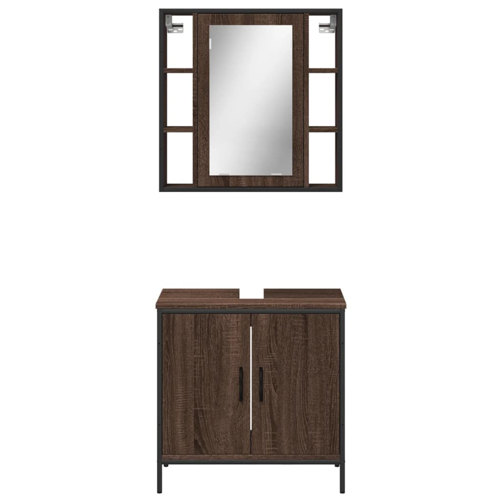 Set Mobili da Bagno 2 pz Rovere Marrone in Legno Multistrato 3214724