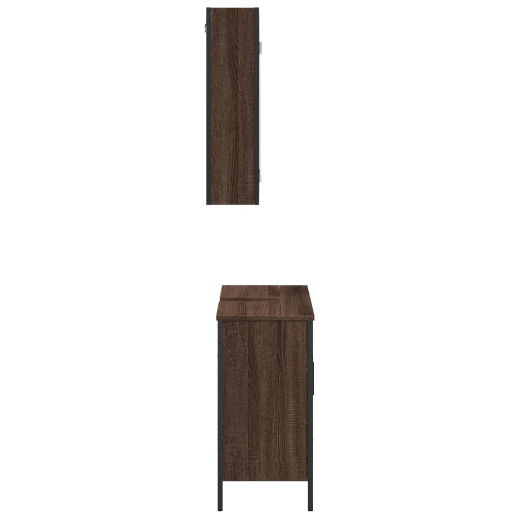 Set Mobili da Bagno 2 pz Rovere Marrone in Legno Multistrato 3214724