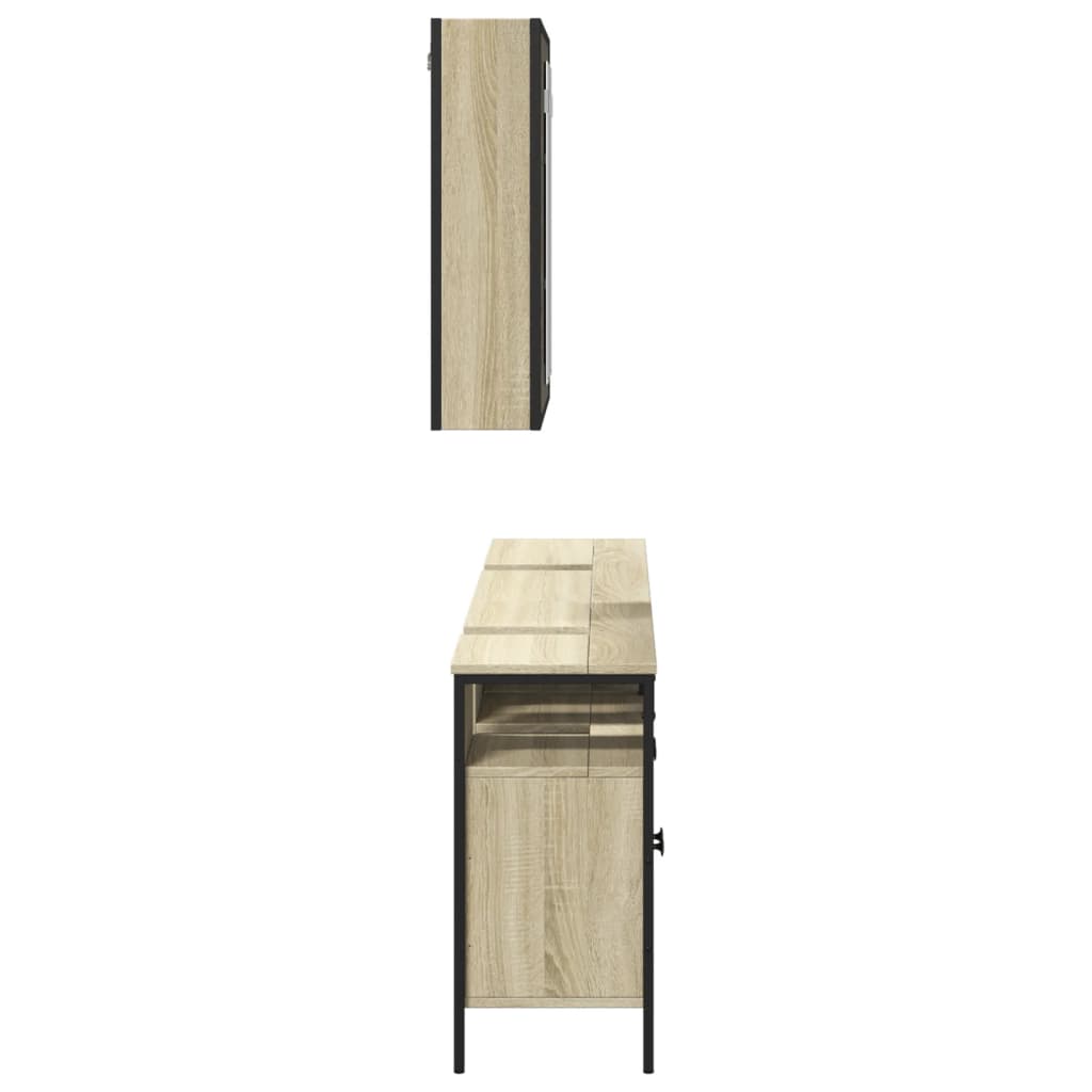 Set di Mobili da Bagno 3 pz Rovere Sonoma in Legno Multistrato 3214726