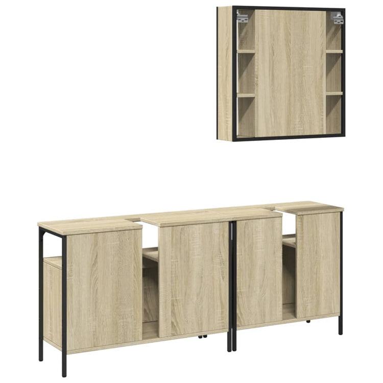 Set di Mobili da Bagno 3 pz Rovere Sonoma in Legno Multistrato 3214726