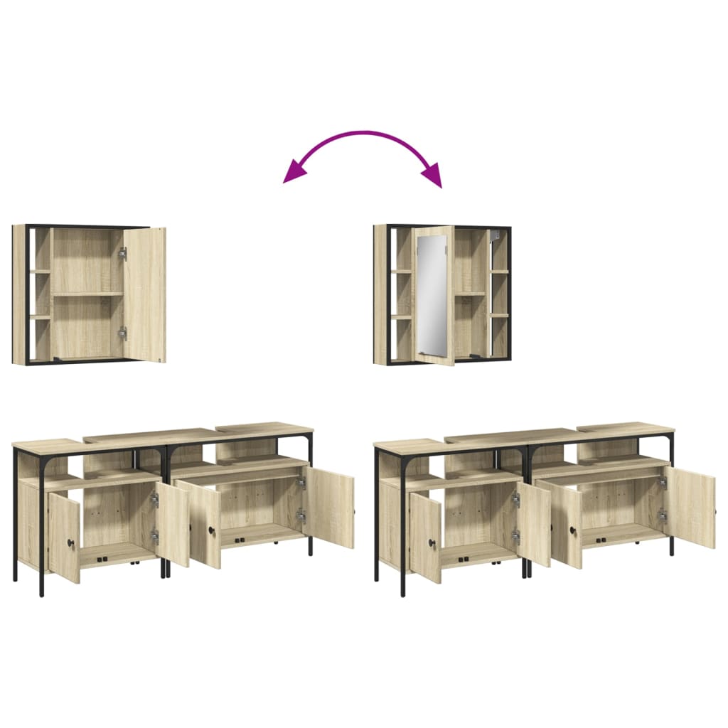 Set di Mobili da Bagno 3 pz Rovere Sonoma in Legno Multistrato 3214726