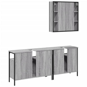 Set Mobili da Bagno 3 pz Grigio Sonoma in Legno Multistrato 3214728