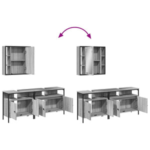 Set Mobili da Bagno 3 pz Grigio Sonoma in Legno Multistrato 3214728