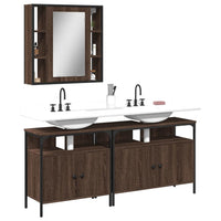 Set Mobili da Bagno 3 pz Rovere Marrone in Legno Multistrato 3214729