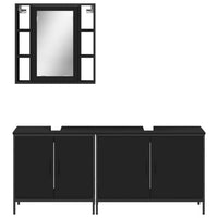 Set di Mobili da Bagno 3 pz Nero in Legno Multistrato 3214730