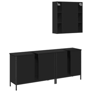 Set di Mobili da Bagno 3 pz Nero in Legno Multistrato 3214730