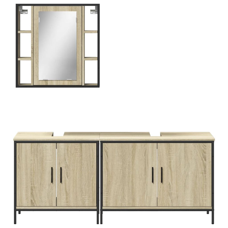 Set di Mobili da Bagno 3 pz Rovere Sonoma in Legno Multistrato 3214731