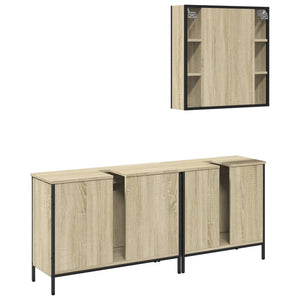 Set di Mobili da Bagno 3 pz Rovere Sonoma in Legno Multistrato 3214731