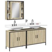 Set di Mobili da Bagno 3 pz Rovere Sonoma in Legno Multistrato 3214731