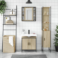 Set di Mobili da Bagno 3 pz Rovere Sonoma in Legno Multistrato 3214741