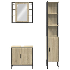 Set di Mobili da Bagno 3 pz Rovere Sonoma in Legno Multistrato 3214741