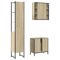 Set di Mobili da Bagno 3 pz Rovere Sonoma in Legno Multistrato 3214741