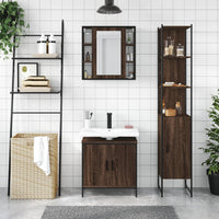 Set Mobili da Bagno 3 pz Rovere Marrone in Legno Multistrato 3214744