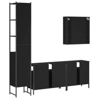 Set Mobili da Bagno 4 pz Nero in Legno Multistrato 3214745