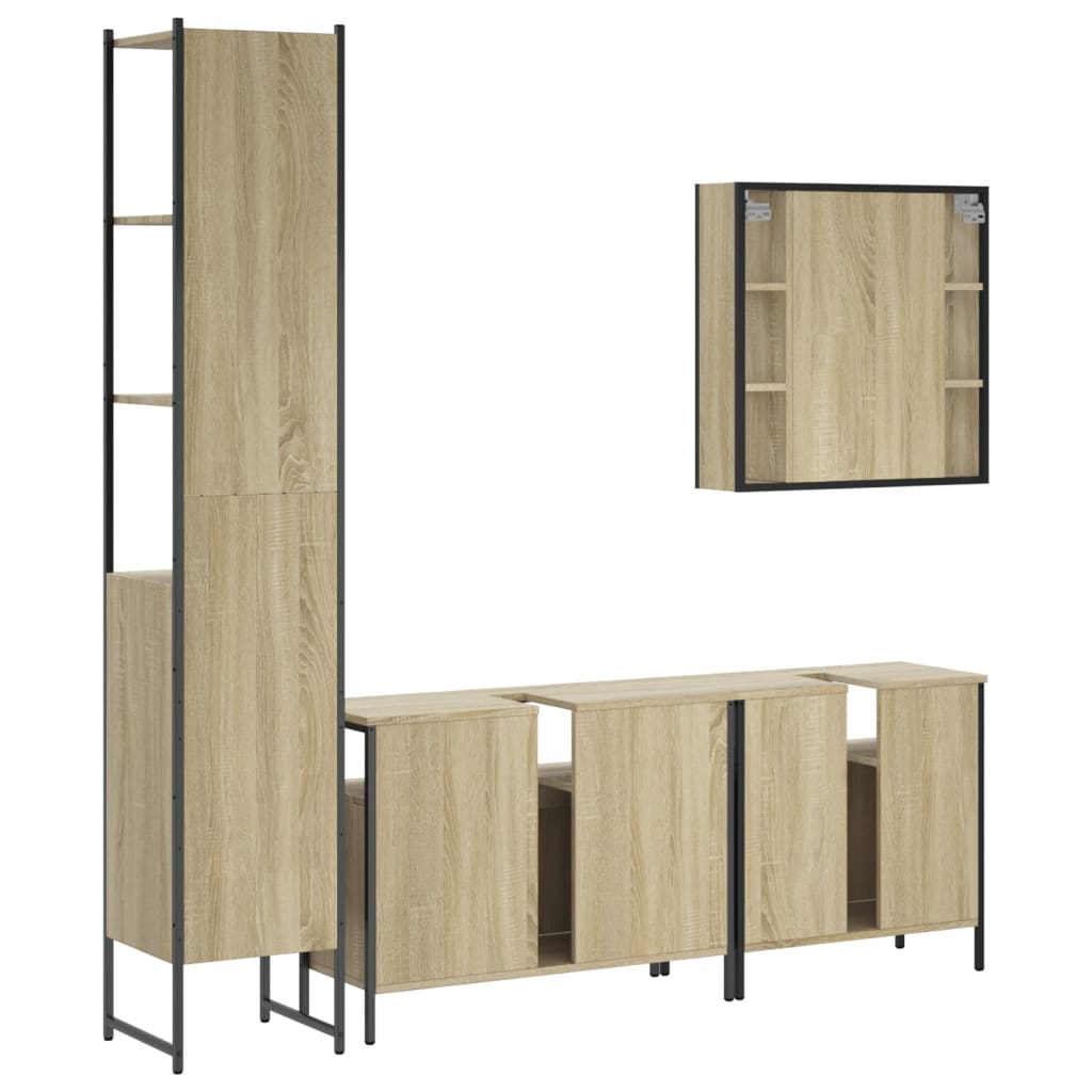 Set Mobili da Bagno 4 pz Rovere Sonoma in Legno Multistrato 3214746