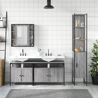 Set Mobili da Bagno 4 pz Grigio Sonoma in Legno Multistrato 3214748