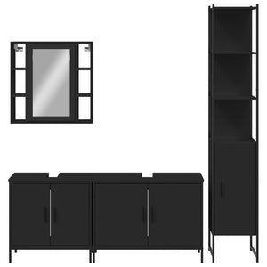 Set Mobili da Bagno 4 pz Nero in Legno Multistrato 3214750