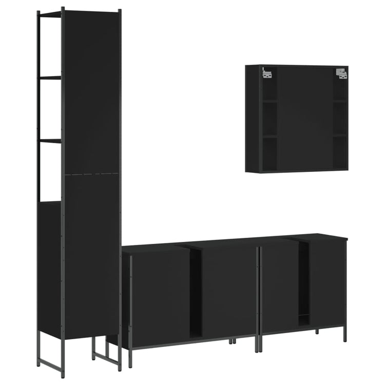 Set Mobili da Bagno 4 pz Nero in Legno Multistrato 3214750