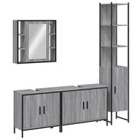 Set Mobili da Bagno 4 pz Grigio Sonoma in Legno Multistrato 3214753