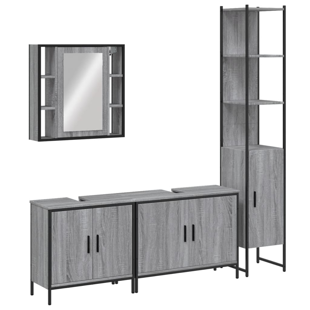 Set Mobili da Bagno 4 pz Grigio Sonoma in Legno Multistratocod mxl 115766