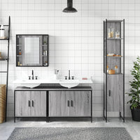 Set Mobili da Bagno 4 pz Grigio Sonoma in Legno Multistrato 3214753