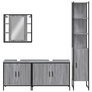 Set Mobili da Bagno 4 pz Grigio Sonoma in Legno Multistrato 3214753