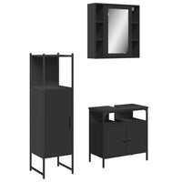 Set di Mobili da Bagno 3 pz Nero in Legno Multistrato 3214755