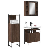 Set Mobili da Bagno 3 pz Rovere Marrone in Legno Multistrato 3214759