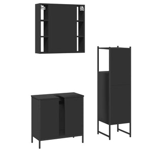 Set di Mobili da Bagno 3 pz Nero in Legno Multistrato 3214760