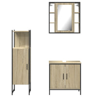 Set di Mobili da Bagno 3 pz Rovere Sonoma in Legno Multistrato 3214761