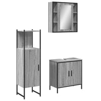 Set Mobili da Bagno 3 pz Grigio Sonoma in Legno Multistrato 3214763