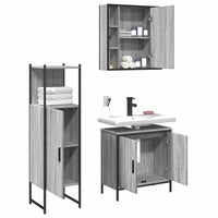 Set Mobili da Bagno 3 pz Grigio Sonoma in Legno Multistrato 3214763