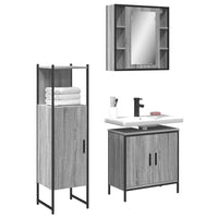 Set Mobili da Bagno 3 pz Grigio Sonoma in Legno Multistrato 3214763