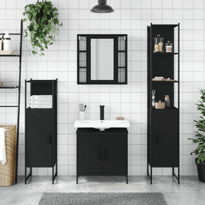 Set Mobili da Bagno 4 pz Nero in Legno Multistrato 3214770