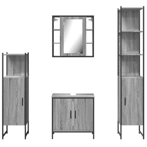 Set Mobili da Bagno 4 pz Grigio Sonoma in Legno Multistrato 3214773