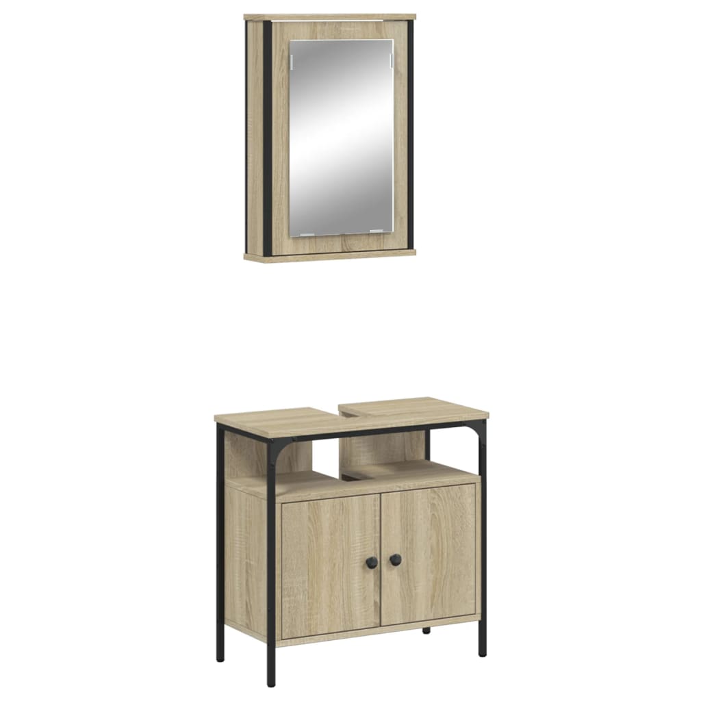 Set Mobili da Bagno 2 pz Rovere Sonoma in Legno Multistrato 3214776