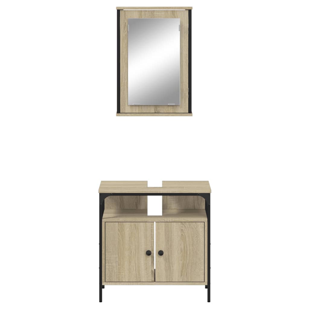 Set Mobili da Bagno 2 pz Rovere Sonoma in Legno Multistrato 3214776