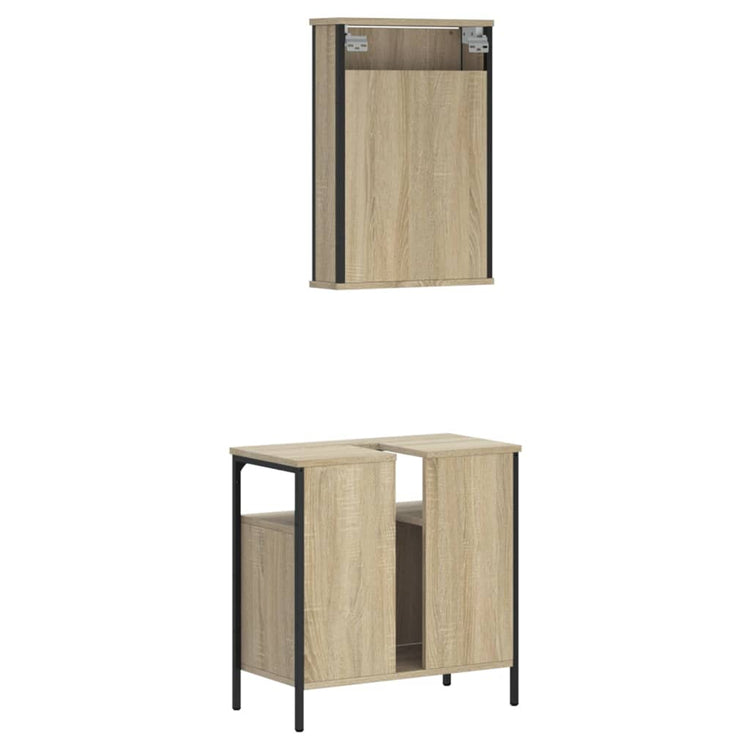 Set Mobili da Bagno 2 pz Rovere Sonoma in Legno Multistrato 3214776