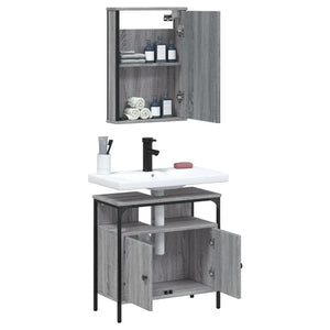 Set Mobili da Bagno 2 pz Grigio Sonoma in Legno Multistrato 3214778