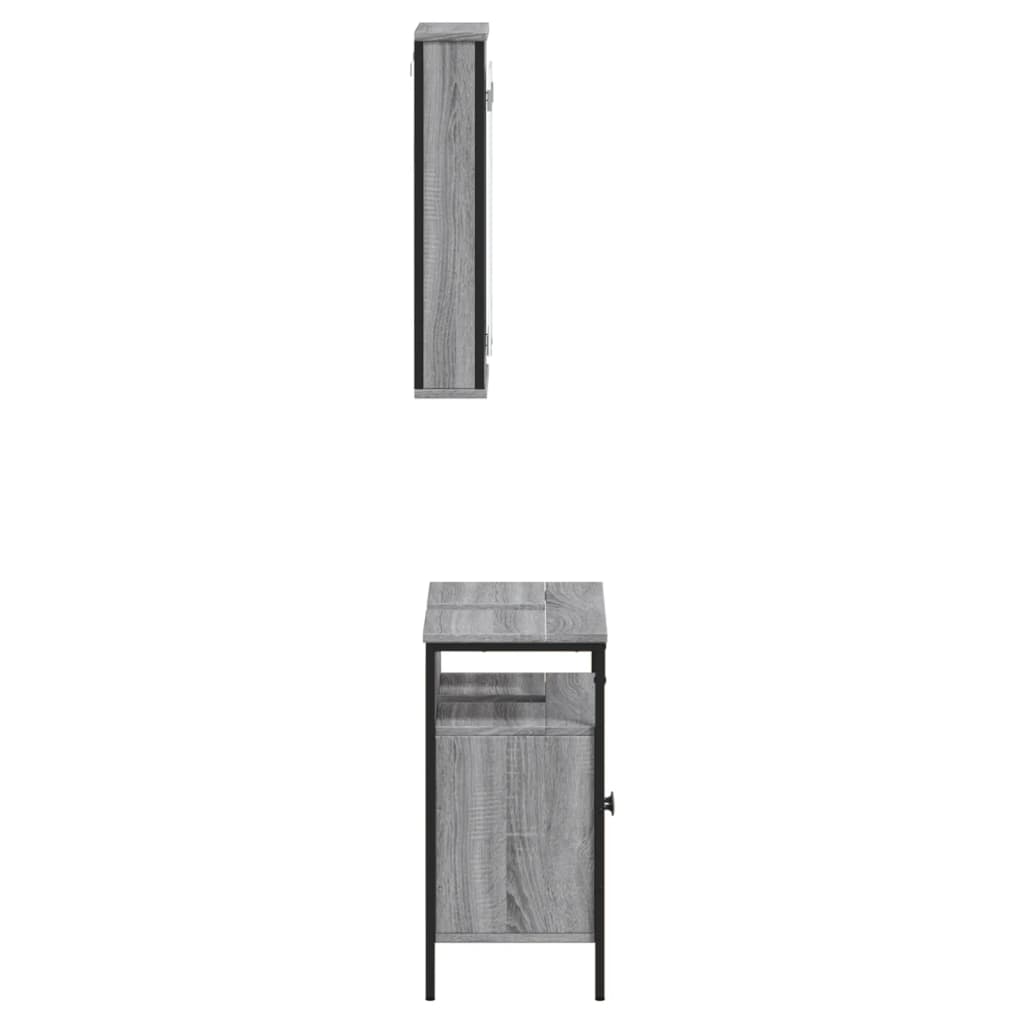 Set Mobili da Bagno 2 pz Grigio Sonoma in Legno Multistrato 3214778