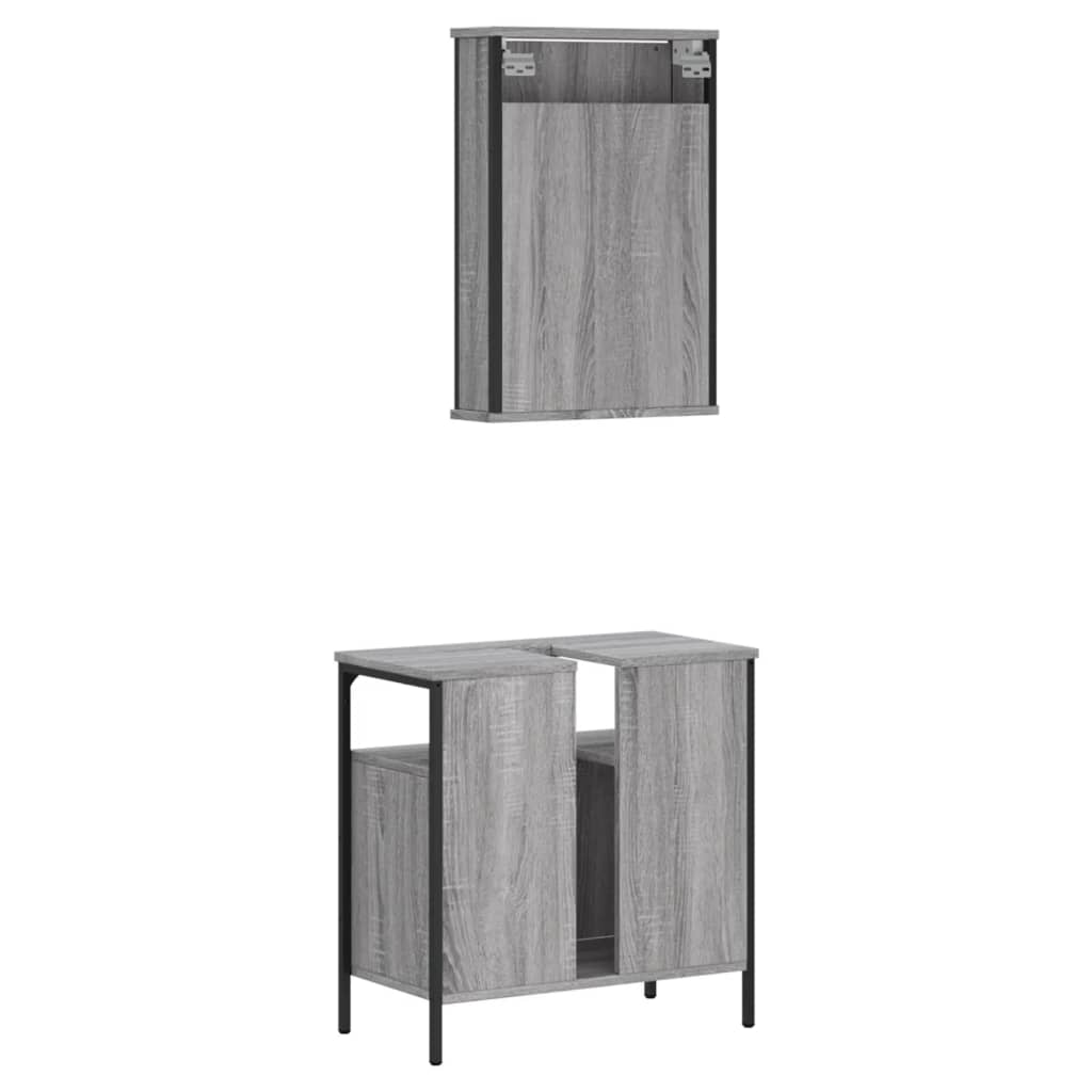 Set Mobili da Bagno 2 pz Grigio Sonoma in Legno Multistrato 3214778