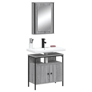 Set Mobili da Bagno 2 pz Grigio Sonoma in Legno Multistrato 3214778