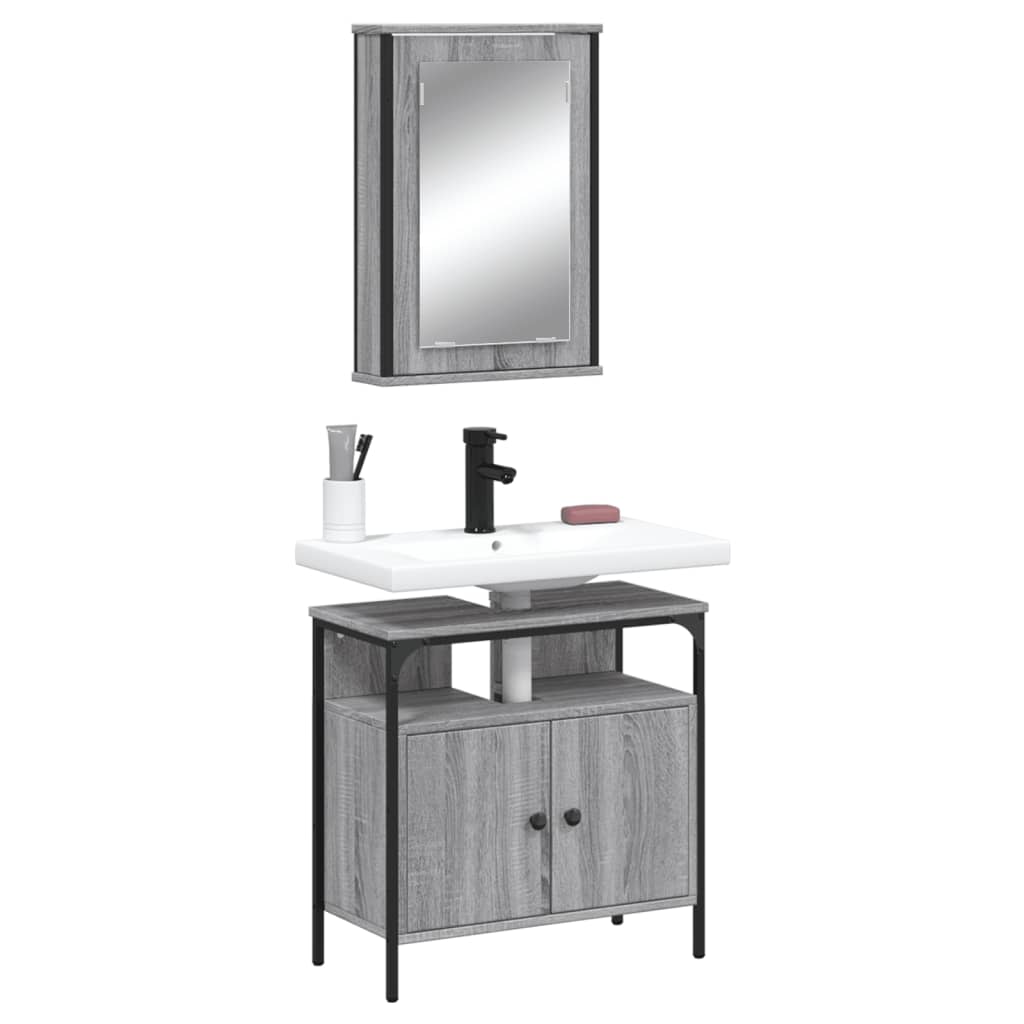 Set Mobili da Bagno 2 pz Grigio Sonoma in Legno Multistratocod mxl 91869