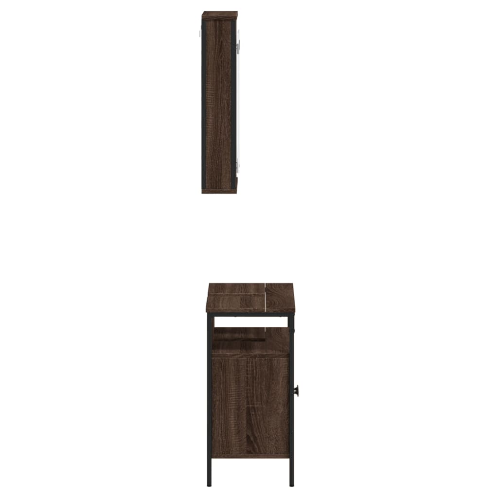 Set Mobili da Bagno 2 pz Rovere Marrone in Legno Multistrato 3214779