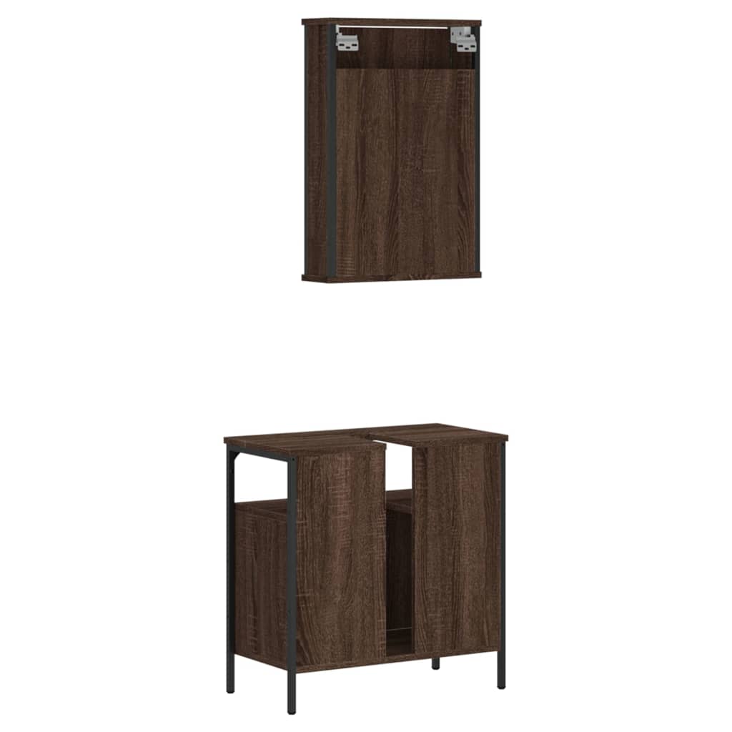 Set Mobili da Bagno 2 pz Rovere Marrone in Legno Multistrato 3214779