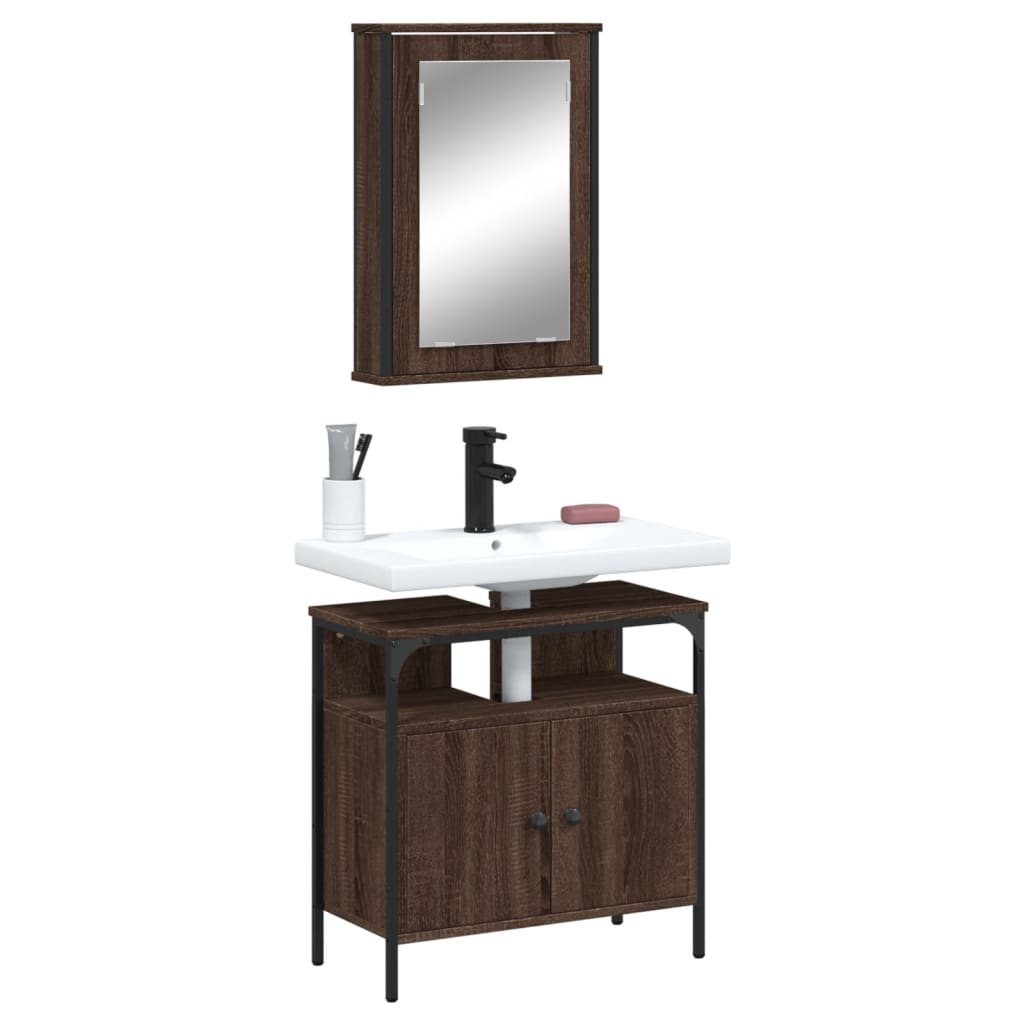 Set Mobili da Bagno 2 pz Rovere Marrone in Legno Multistratocod mxl 116501