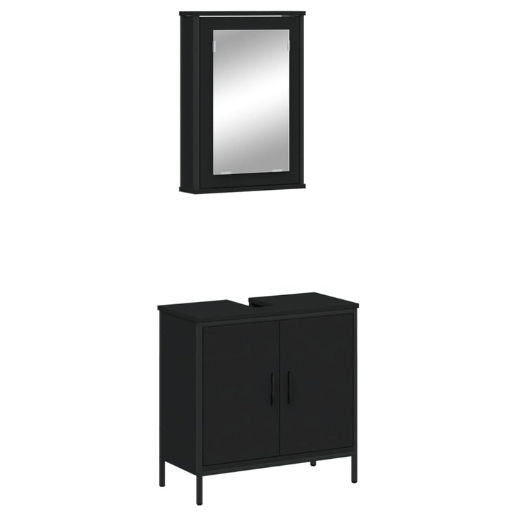 Set Mobili da Bagno 2 pz Nero in Legno Multistrato 3214780